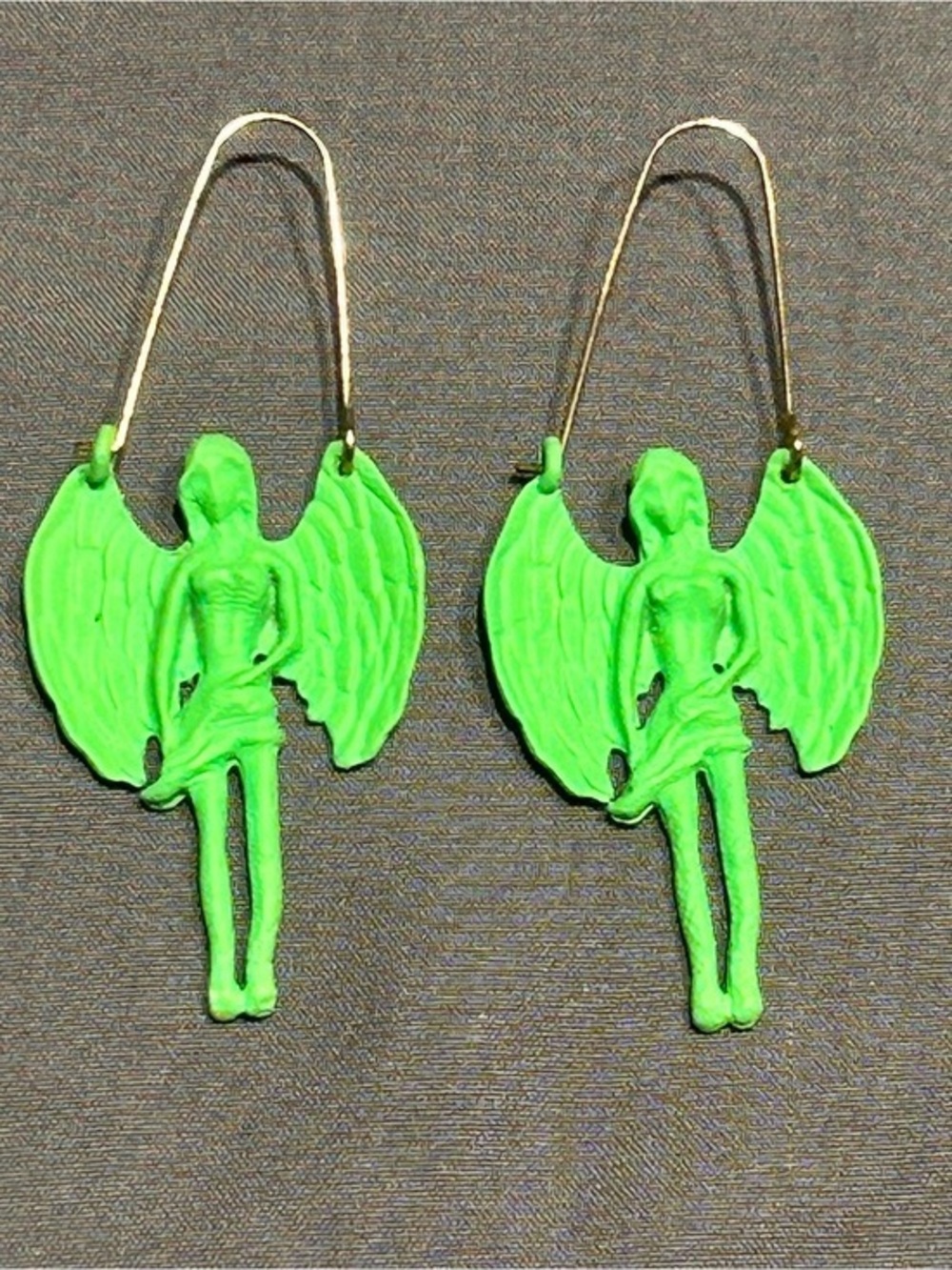 SHEIN Neon Green Angel Earrings